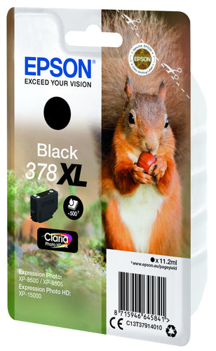 Epson Squirrel Singlepack Black 378XL Claria Photo HD Ink Epson Squirrel Singlepack Black 378XL Claria Photo HD Ink